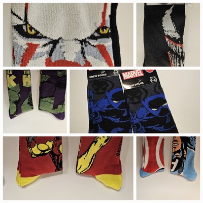 Novelty Socks Heroes & Villains Socks Single Pair Crew Inventory Low $4 Ship