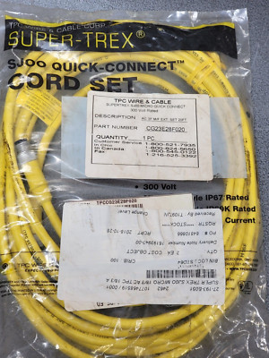 TPC WIRE & CABLE CG23E28F020  CABLE, AC 3P M/F EXT SET 20FT NEW IN BAG FREE SHIP