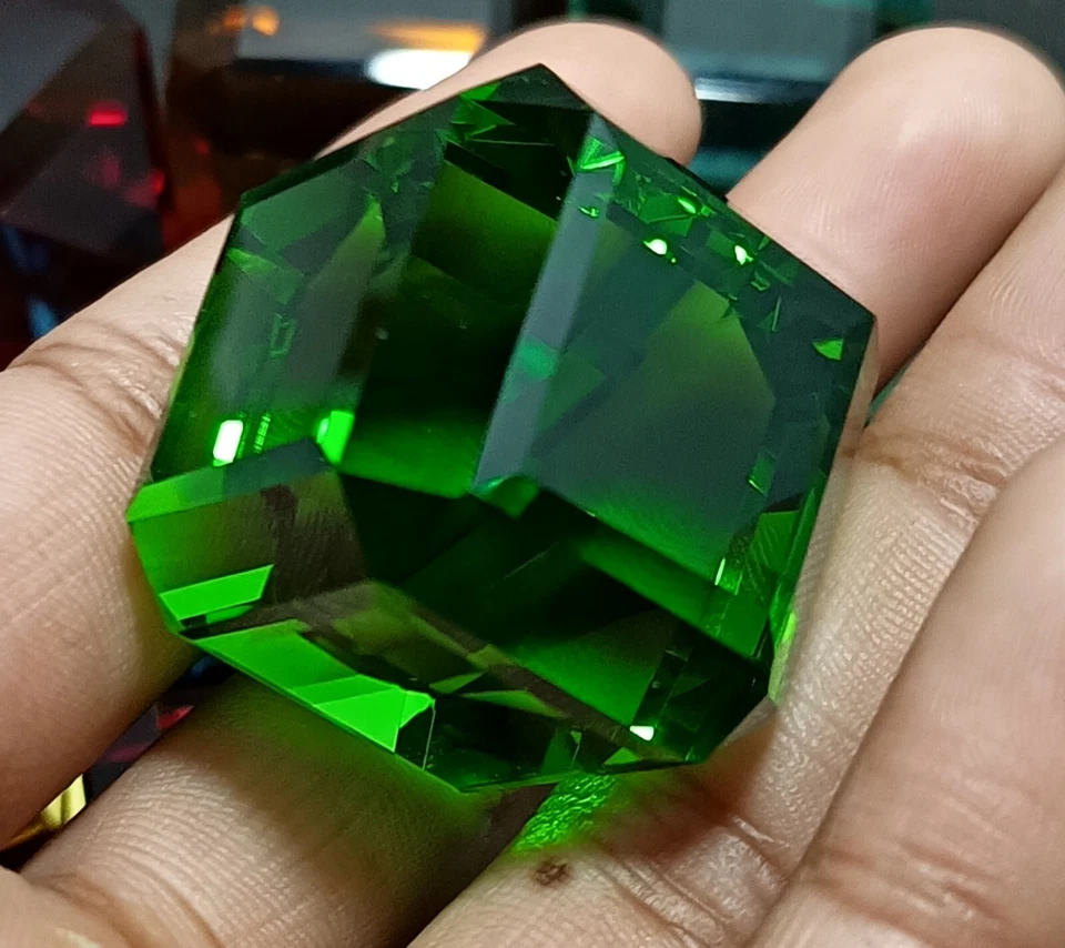 Cubo CORTADO Suelto Natural 257.90 Ct Topacio VERDE Brasileño Certificado EGL A++Piedra Preciosa Foto 4 de 4