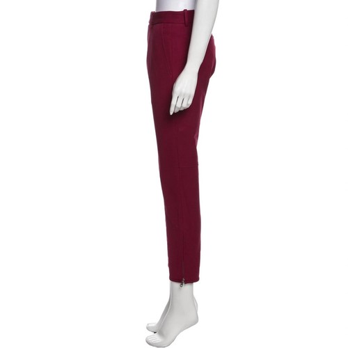 Gucci Women's Burgundy Red Stretch Cotton Slim Cropped Trouser Ankle Zip IT 46 - Picture 3 of 14