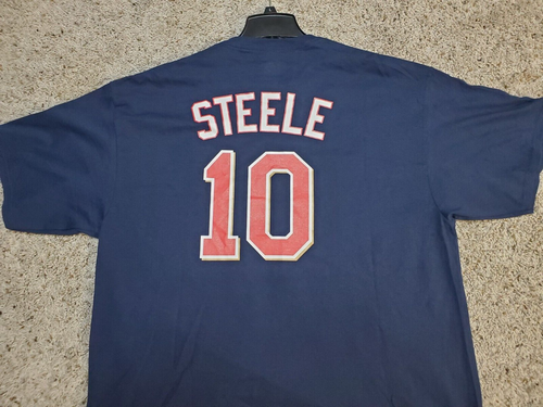 MAJESTIC MINNESOTA TWINS SS T-SHIRT NWT #10 STEELE SZ 2XL NAVY BLUE 100% COTTON - 第 16/17 張圖片
