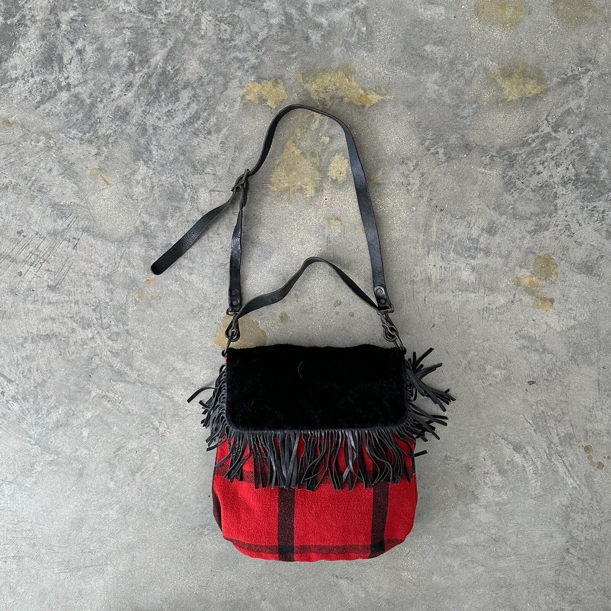 DENIM & SUPPLY RALPH LAUREN Buffalo Wool Plaid Leather Crossbody 