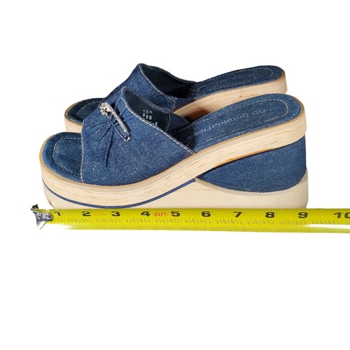 Vtg Y2K No Boundaries Denim Chunky Platform Wedge Sandals Shoes Size 6 - Picture 10 of 10