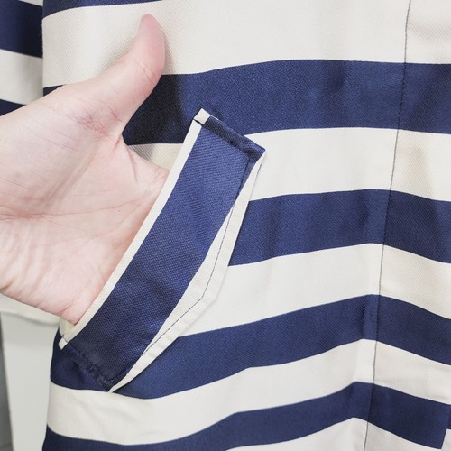 Tulle Striped Jacket Women's Size M Navy Blue and Light Cream - Picture 7 of 8