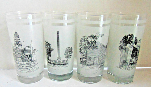 Set 4 Bicchieri Commemorativi Smerigliati 150° Anniversario Texas di Norman Baxter - Foto 5 di 5