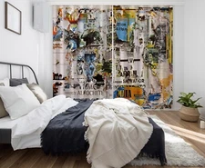 3D Retro Old Poster ZHUA4277 Photo Curtain Window Blockout Fabric Amy 2023