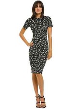 ALEXIA ADMOR Scuba Sheath Black Print Dress Pre owned Size 10 AU Work Occasion