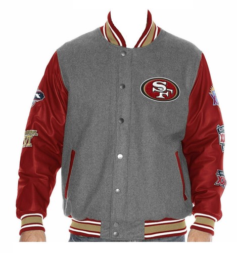 Premium Varsity Jacket Wool Bomber Jacket & Real Leather Sleeves Jacket - 第 1/3 張圖片