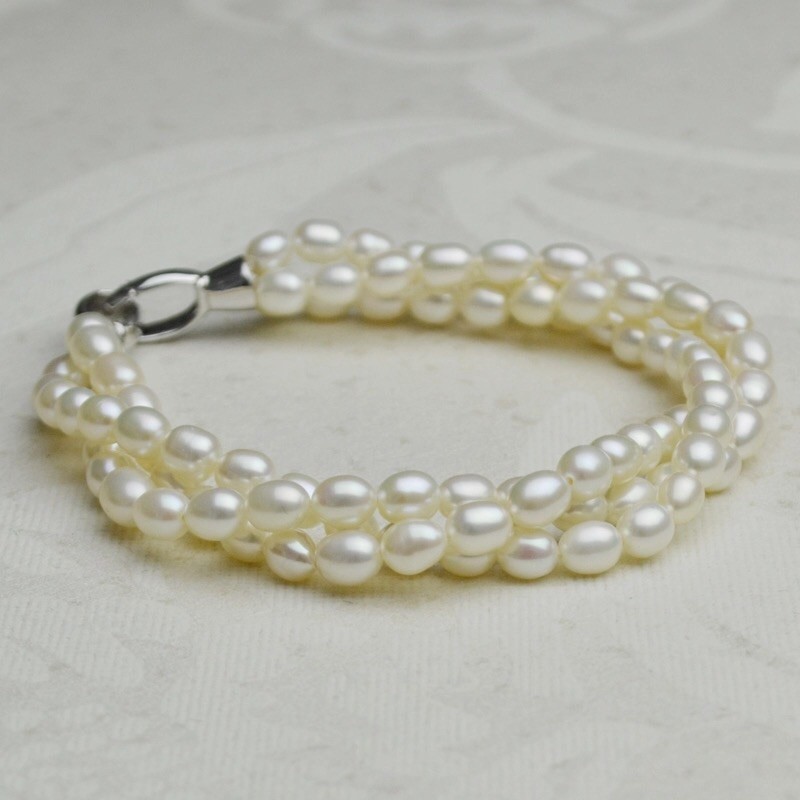 ブレスレット Twist Pearl Bracelet #9904 Freshwater Pearl Twist Bracelet Sterling Silver Clasp | eBay