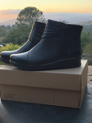 clarks hope twirl black leather cuir noir, New with box