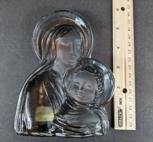 Viking Glass Madonna and Child Jesus Christ & Virgin Mary Clear Satin Motherhood - Picture 11 of 12