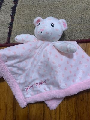 Betsey Johnson Thick Pink White Bear Baby Lovey Plush Security