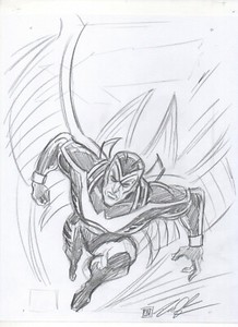 X-Men X-Factor Angel Archangel ORIGINAL PENCIL SKETCH by Tim Shinn