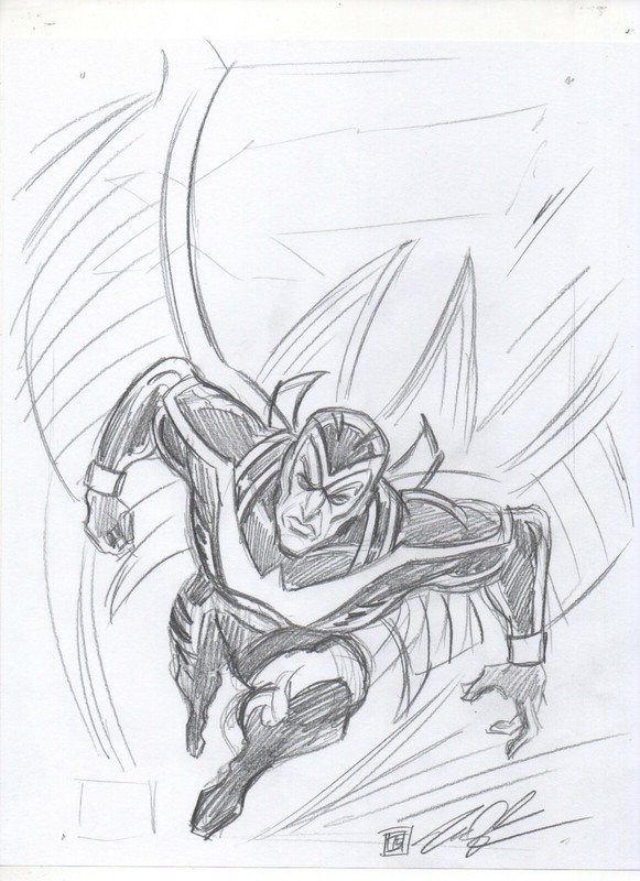 X-Men X-Factor Angel Archangel ORIGINAL PENCIL SKETCH by Tim Shinn