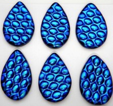 UNCAPPED Lot of 6 pcs TEARDROP DICHROIC FUSED GLASS for pendant BD17 CABOCHONS