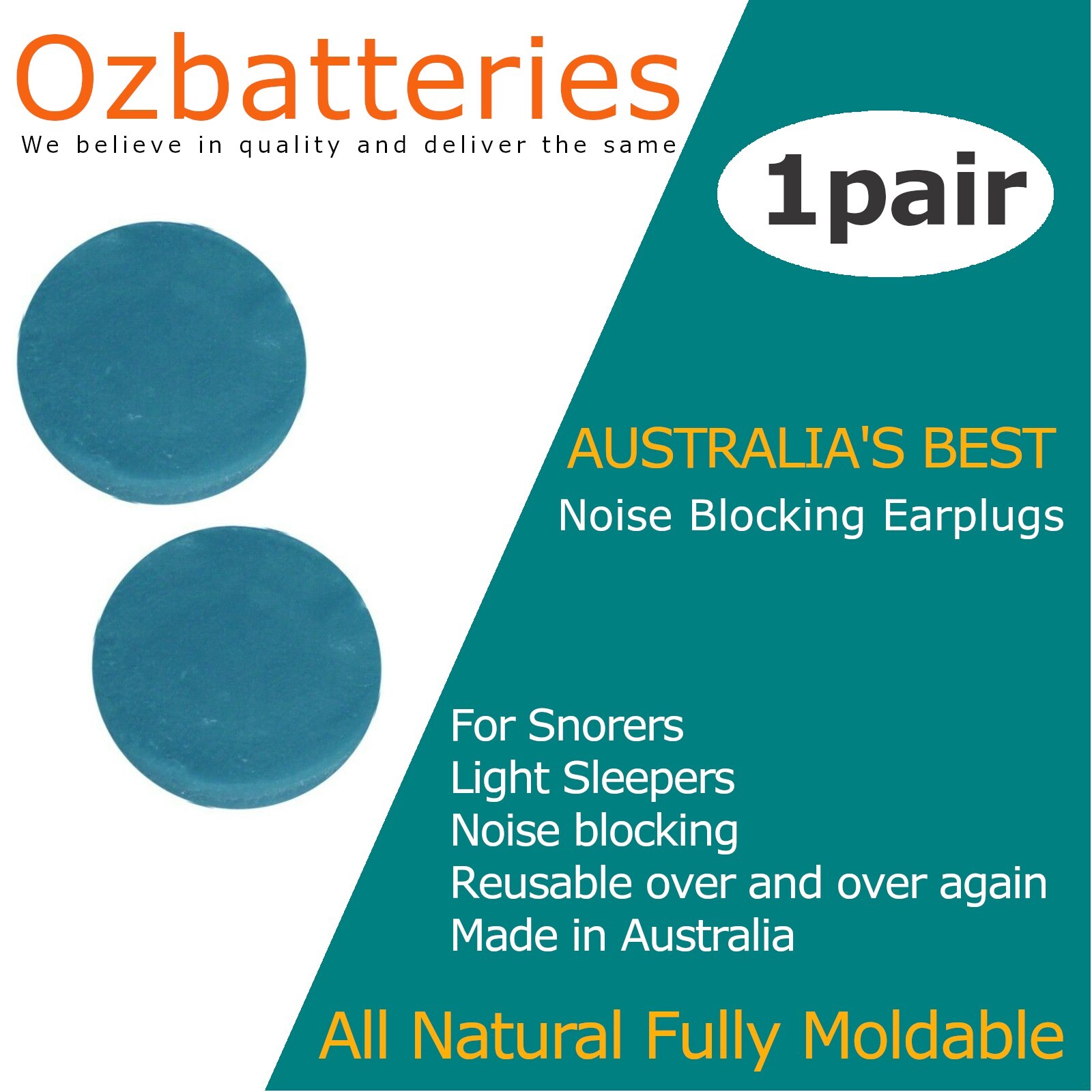 Ear plugs for Sleeping, Snoring, Motorcycle Riders Australian Made