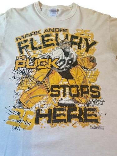 RARE Marc Andre Fleury "The puck stops here!" 2009 Medium (M) T-shirt - Picture 2 of 8