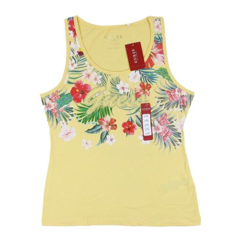 Women's Guess LA Floral Jaye Sleeveless Tank Top Sunny Yellow QBY132K9TJH - Afbeelding 1 van 6