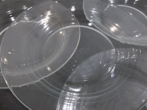 Concentric Circles Clear Glass Salad Bowls (set of 4) GC - Picture 2 of 11