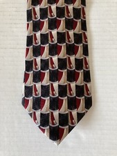 Stafford Executive Men's Necktie Tie Silk Red Black Tan Geometric Made in USA