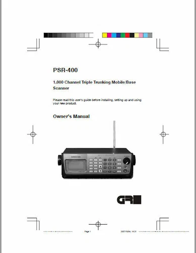 OPERATING MANUAL for the GRECOM PSR-400 SCANNER