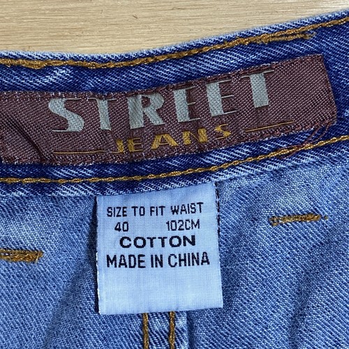 Pantalones Cortos de Denim Street Jeans Para Hombre 40 Bolsillos de Algodón Azul Tiro Alto Lavado Medio - Imagen 7 de 12