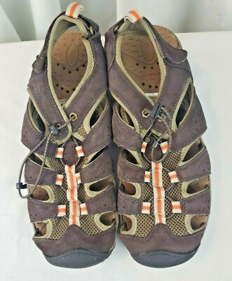 Lands End Mens‎ Brown Leather Fisherman Sandals Cork Footbed 13D Discontinued Lands main image 4