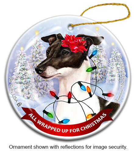 All Wrapped Up Ornament - Black and White Italian Greyhound - Picture 1 of 1