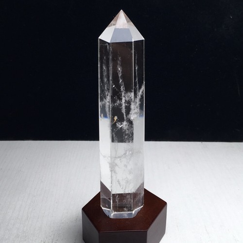 0.63LB Top Natural Clear Quartz Obelisk Crystals Point Reiki Tower Wand+stand - Picture 3 of 6