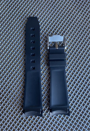 21 mm SCHWARZ vulkanisierter GUMMI Riemen passt Rolex 42 mm Explorer ORANGE Streifen LESEN - Bild 12 von 12