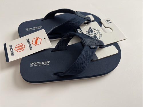 NWT Dockers Boys Flip Flop Sandals Shoe Size Medium 13-1 Blue Solid - Picture 2 of 5