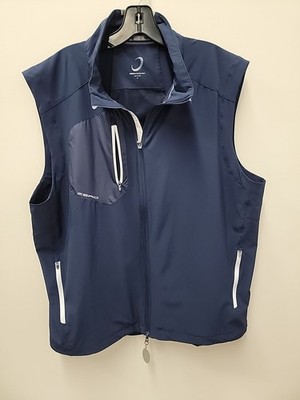 Zero Restriction Full Zip Golf Vest Blue Mens XL Sompo International Zip Tag