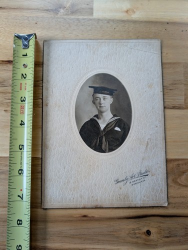 WWI USS Georgia BB-15 Battleship Sailor Navy Cap Tally Real Photo, ORIGINAL - Picture 2 of 3