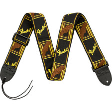 Fender Monogrammed Strap, Black/Yellow/Brown, 2"