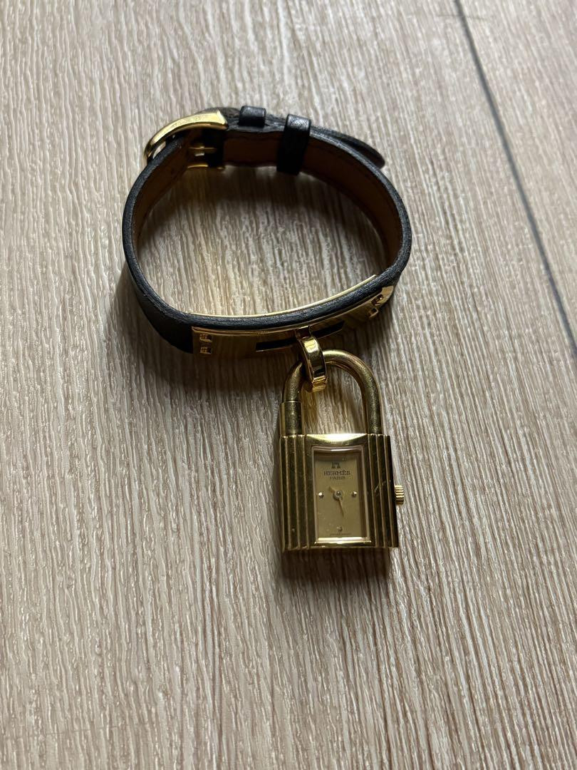 Battery Replaced Hermes Kelly Watch Black X Engraved