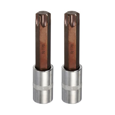 2 Stück Torx-Bitsockel T70 für 1/2'' Antrieb 4'' Länge S2 Stahl langer Bit CR-V