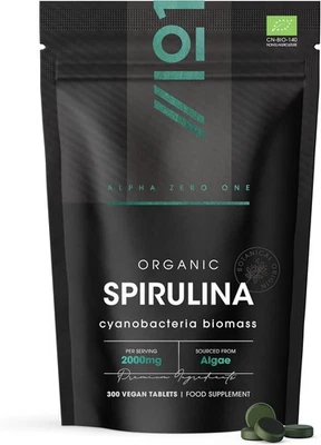 ALPHA01 Bio Spirulina 2000 mg – 300 vegane Tabletten, rein, ohne Zusätze, glutenfrei