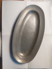 Plat De Service Ovale En Étain