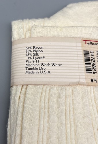 VTG Talbots Cable Knit High Knee Socks New Old Stock Cotton Rayon Sz 9-11 - Picture 4 of 4