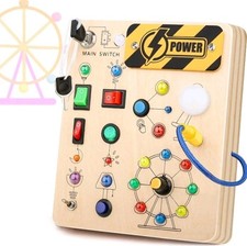 Hikoshi Montessori Busy Board Sensory LED Light Switch Board Toy for Toddlers 3 