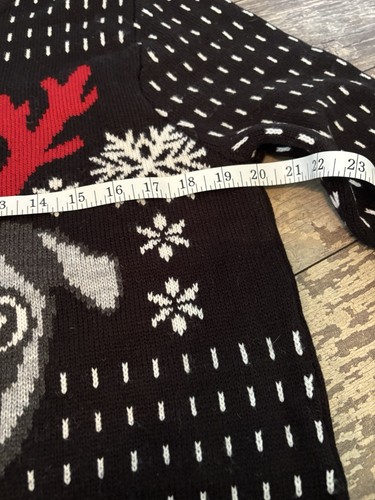 Preowned Reindeer PUG DOG  H&M Ugly CHRISTMAS SWEATER Unisex Size S Black/White - Picture 9 of 9