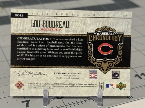 2006 SP LEGENDARY CUTS BASEBALL CHRONOLOGY MATERIALS JERSEY Lou Boudreau #BC-LB - Picture 5 of 5