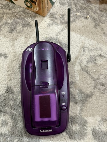 Radioshack Cordless Phone 900 MHz Translucent Atomic Clear Purple Y2K 90s VTG - Picture 2 of 5