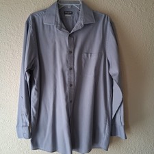 Van Heusen Flex Men's Shirt Wrinkle Free Size L Light Slate Blue Ribbed