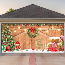 Christmas Garage Door Banner 6 x 13 ft Garage Door Decorations with 80 ft Rop...