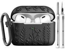 AIRSPO Airpod Pro 2nd Generation Case, 3D Floral Airpods 2/Pro 1, Black