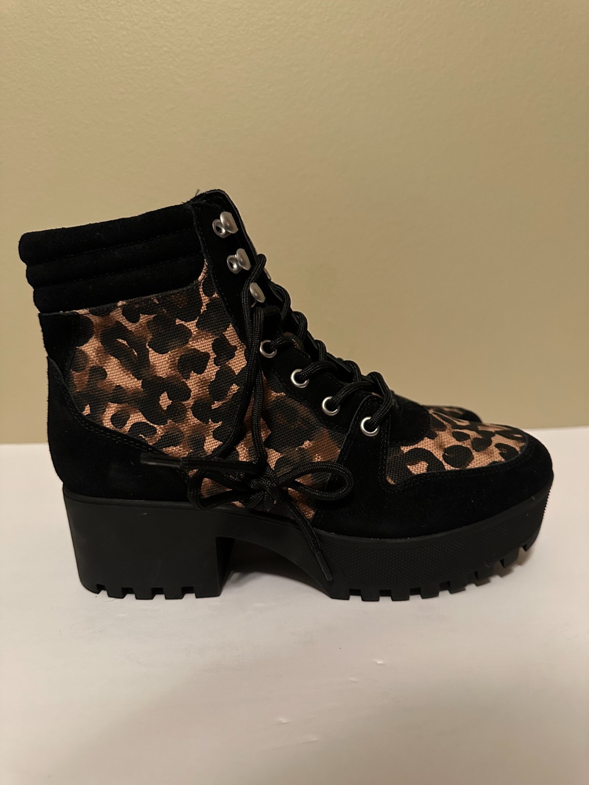 STEVE MADDEN Greater Platform Combat Boot Split Lug Sole Leopard Print Women 7M image 5