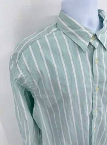 VTG Lacoste Men's XL 44 Button Down 100% Cotton Shirt Green Striped Preppy - Picture 3 of 7