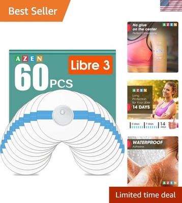 60 Pack Freestyle Sensor Covers for Libre 3, Waterproof Adhesive Patches, Wat...