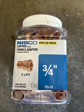 Everbilt 603 3/4 in. x 3/4 in. Wrot Copper Cup X FIP Adapter Pro Pack (25-Pack)